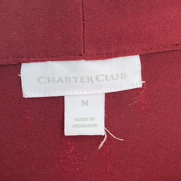 Charter Club Women’s Long Sleeve Maroon V-Neck Top - Picture 3 of 4